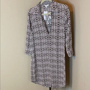 CAbi Women's Dress with Black and Cream Geometric Design